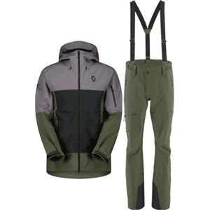 Scott Explorair 3L shell jas / shell broek set, heren, grijs/donkergroen