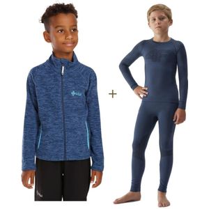 Kilpi Alacant, fleecejack + 4F Milo ski-ondergoed, set, blauw, junior