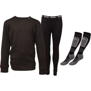 Helios Essential ski-ondergoed + 2 paar Accezzi merino skisokken, Zwart, Junior
