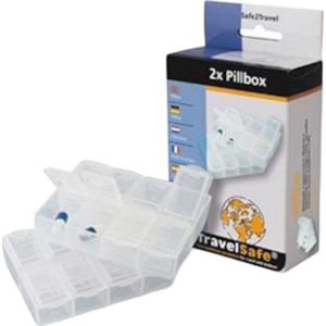 TravelSafe - Pillendoos - 2 Stuks - Compact - 8 Vakken per Doosje