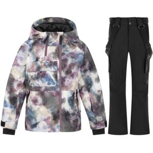 2117 of Sweden Kidden ski jas/ski broek set, junior, aop druif/zwart