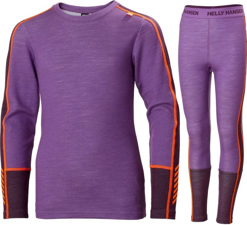 Helly Hansen - JR Lifa Merino Midweight - Set - Paars - 57% Merino Wol