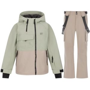 2117 of Sweden Kidden ski jas/ski broek set, junior, licht groen/beige