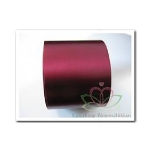 Donkerrood Lint 70 mm met lila opdruk +/- 80 cm. - Met grote dankbaarheid Donkerrood Lint 70 mm met