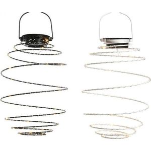 Solar Lantern Windlicht Metaal diameter 16 cm WIT rechts op foto Ledcandle voor bloemschikken en decoratie