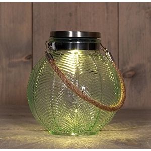 Solar Lantern Windlicht Anna's Collection SOLAR GLAS 14,5X16CM GROEN Ledcandle voor bloemschikken en decoratie