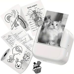 Mini Fotoprinter zwartWit Labelprinter Labelmaker Wit Zwart Phomemo M02X incl software / st