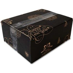 Kerstdoos L 0400*300*120 mm KERSTPOSTDOOS STRIK ZWART-BRUIN enkele (E) golf verzenddoos voor bloem en geschenk