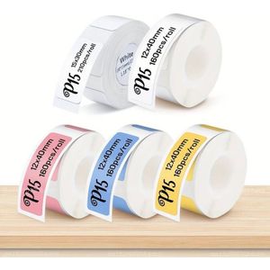 Thermische labels, 12*40mm GEEL voor Thermal Labelprinters P15 /rol Blanco Stickers om zelf foto, tekst, afbeeldingen op te printen