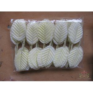 Blad zijde blaadjes op draad BIG- PAK200 CREME 3*5cm. Blad zijde blaad