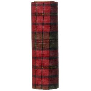 Decostof - Tafelloper - Rood-groen - Tartan - Polyester - 200 cm x 14.5 cm