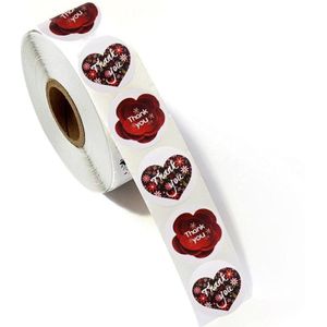 500 Stickers Labels Rol Harten en Rode 3d Bloemen rol sluit etiketten