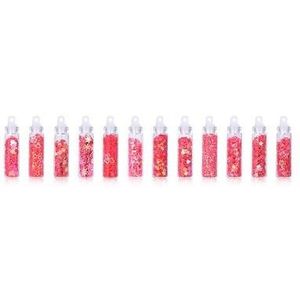 Glitters en steentjes epoxy set 12 buisjes Pink figuurtjes voor resin, nagels, decoratie, makeup, schilderen