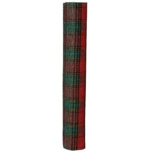 Decostof Tafelloper Tartan Schotse ruit Rood Groen polyester Dessin C 200cm x 35cm