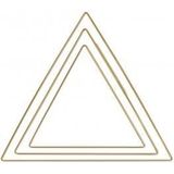 Metalen ringen driehoek gesorteerd, elk 1x20cm, 25cm, 30cm, box 3st., goud Leuk onder elkaar met Nylondraad in boomvorm