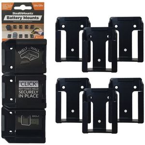 StealthMounts BM-SBP-BLK-6 Accuhouders Voor Stanley/Black&Decker/Porter Cable - Zwart - 6 Stuks
