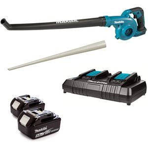 Makita DUB186 18V Li-Ion Accu Bladblazer Set (2x 5,0Ah) - 192 Km/h - Incl. Blaaspijp