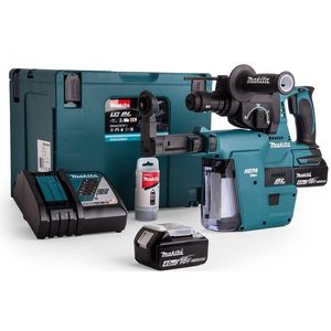 Makita DHR243RMJV Blau/Schwarz Akku-Kombihammer 18 V / 4,0 Ah inkl. Staubabsaugung DX02