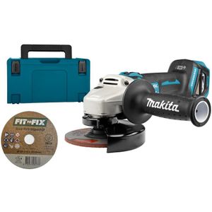 Makita DGA511ZJ 18V Li-Ion Accu Haakse Slijper Body In Mbox Incl. Fit-to-Fix Staal RVS Slijpschijf (10st)