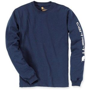 Carhartt EK231 Signature Sleeve Logo Longsleeve T-Shirt - Relaxed Fit - Navy - L