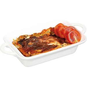 Tapasschaal / Ovenschaal - Rechthoek met Grepen - 100x140x45 mm - Wit - Porselein