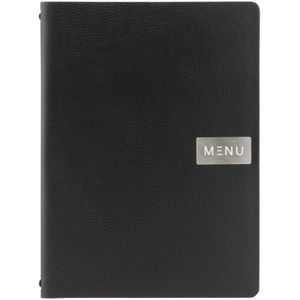 Securit Leder, A4 Ruwe menuboekomslag in zwart