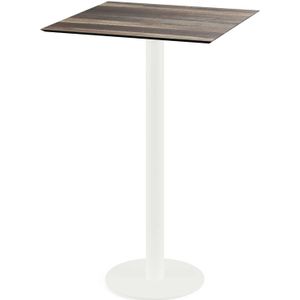 Urban statafel wit frame  Tropical Wood HPL tafelblad 70x70cm