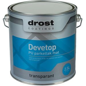 Drost Devetop PU Parketlak Mat Inhoud: 0,5 liter, Kleur: Blank | 8718836692758 | Verf
