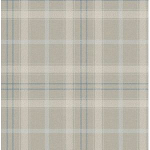 Sauvage - Ruit - Vliesbehang - Beige/Blauw - Sauvage Collectie