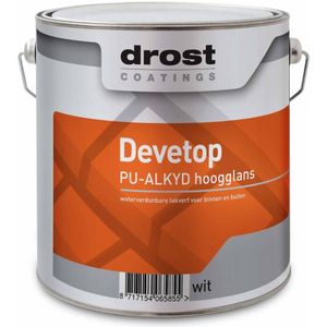 Drost Devetop PU/ALKYD Hoogglans - 2,5 Liter - Wit / Kleur | 8717154065879 | Verf | Lakverf Binnen