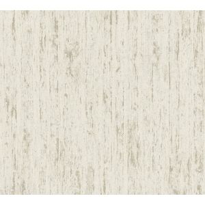 Livingwalls - Behang - Wit Grijs - Houtlook - Vliesbehang 10,05 m x 0,53 m