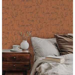 Amazonia - Linear Visage Burnt Orange - Oranje | 5022976912717 | Behang