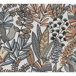 A.S. Création - Antigua - Behang - Blauw Oranje Zwart Wit - Vliesbehang 10.05m x 53cm