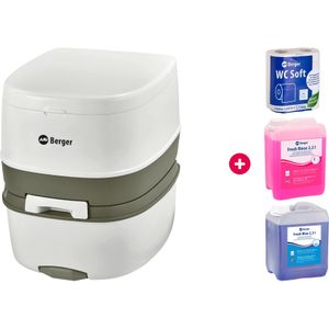 Berger mobil wc supreme startset met supreme campingtoilet, toiletpapier en sanitairvloeistof