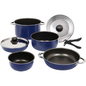 Berger aluminium pannenset stapelbaar blauw - 9-delige set