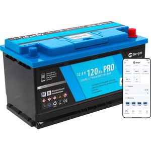 Berger LiFePO4 Lithium accu 120 Ah PRO met BT en verwarmingsfunctie