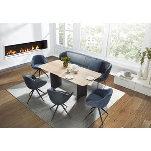 K+W Komfort & Wohnen Essgruppe "ZOOM", abgerundete Essgruppe in Materialmix, Solobank, 4 Sesseln und 1 Tisch