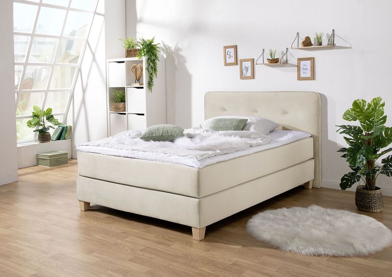 Home affaire Boxspringbett "Fargo", inkl. Topper, in 3 Matratzenarten, in Samt- oder Strukturstoff