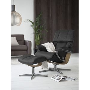 Stressless Relaxsessel "Reno", (Set, Relaxsessel mit Hocker), mit Hocker, mit Cross Base, Größe S, M & L, Holzakzent Eiche