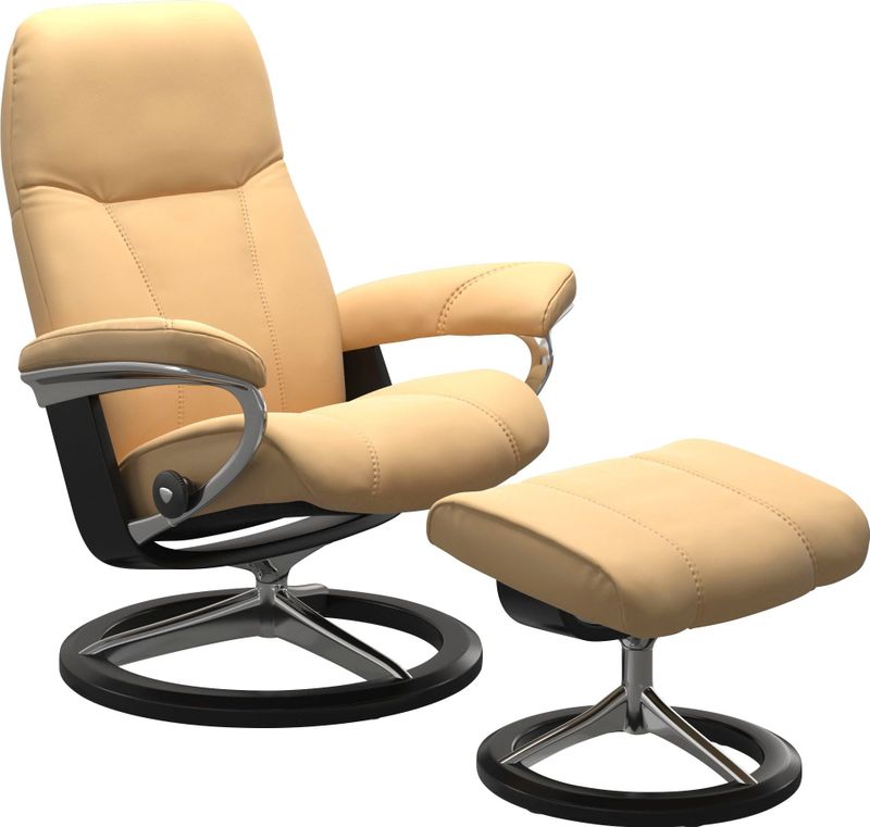 Stressless Relaxsessel "Consul", (Set, Relaxsessel mit Hocker), mit Hocker, mit Signature Base, Größe S, Gestell Schwarz