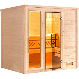 weka Sauna "Massivholzsauna BERGEN 2", Blockbohlen, Fensterelement, moderne Ganzglastür