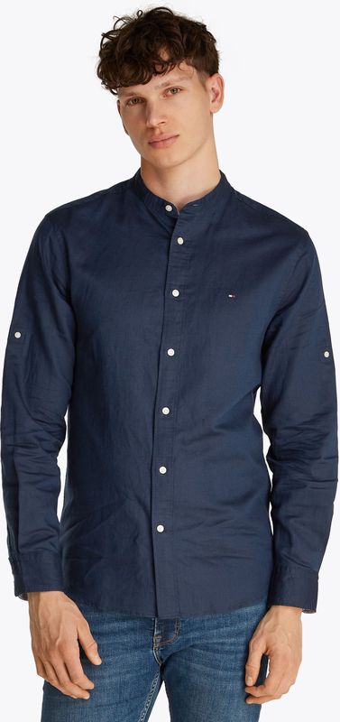 Tommy Hilfiger Langarmhemd "LINEN BLEND MAO COLLAR SHIRT"
