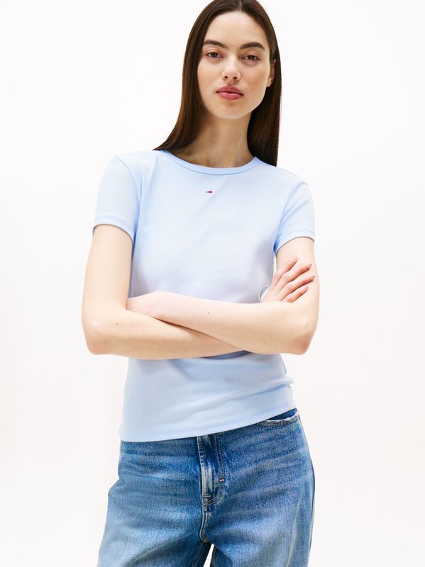 Tommy Jeans Curve T-Shirt "Slim Essential Rib", Große Größen