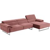 Egoitaliano Ecksofa "Malika, L-Form", mit Recamiere, inkl. Kopfteilverstellung und chromfarbenen Metallfüßen