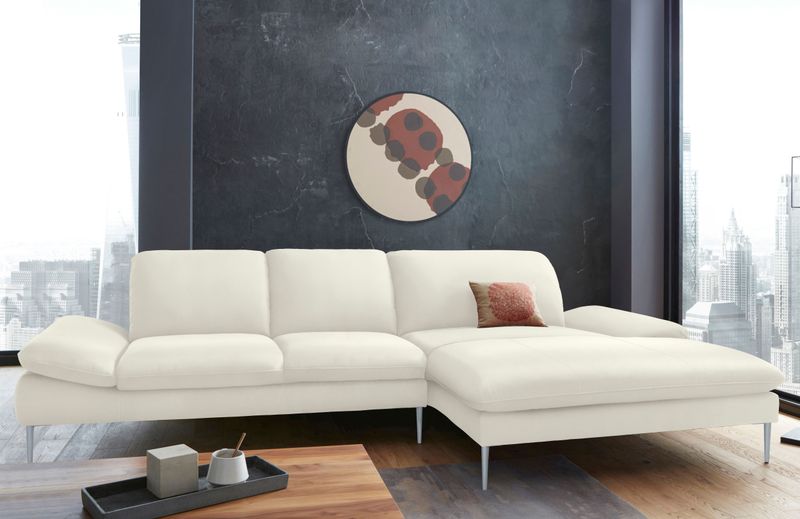 W.SCHILLIG Ecksofa "enjoy&MORE, Designsofa, bequem, zeitlos und elegant, L-Form", mit Sitztiefenverstellung, Füße silber matt, Breite 340 cm