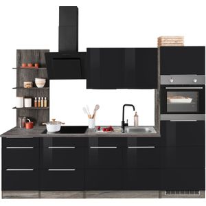 KOCHSTATION Küchenzeile "KS-Brindisi Breite 270 cm", wahlweise mit E-Geräten und Induktion, mit MDF-Fronten und Regal