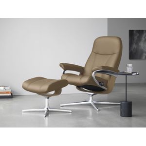 Stressless Relaxsessel "Consul", (Set, Relaxsessel mit Hocker), mit Hocker, mit Cross Base, Größe S, M & L, Holzakzent Eiche
