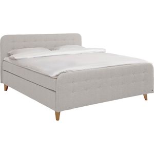 TOM TAILOR HOME Boxspringbett "NORDIC BOX", mit Knopfheftung im Kopfteil und Fußteil, Füße in Buche natur