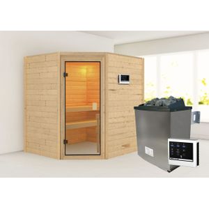 Karibu Sauna "Mia (Fronteinstieg)", inklusive Ofenschutzgitter und Tür