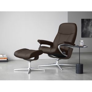 Stressless Relaxsessel "Consul", (Set, Relaxsessel mit Hocker), mit Hocker, mit Cross Base, Größe S, M & L, Holzakzent Wenge
